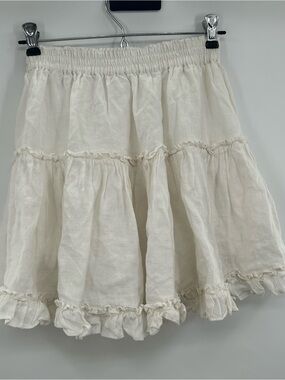 Hill House White Tiered Romantic Cottage Cotton Ruffle Skirt Medium